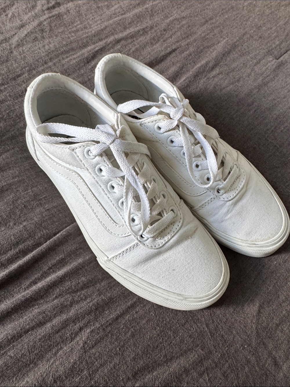 Women's White Vans Canvas Low-Top Sneakers